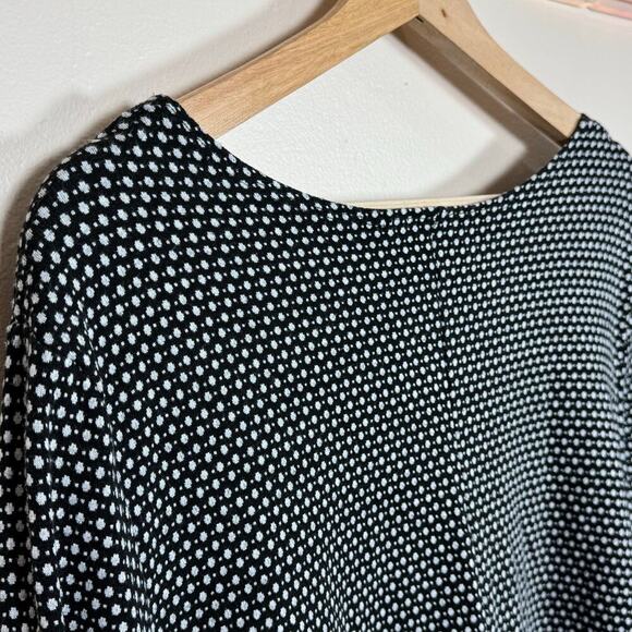 Bryn Walker Black White Polka Dot Asymmetrical Hem Scoop Neck Tunic Top M - Picture 7 of 10